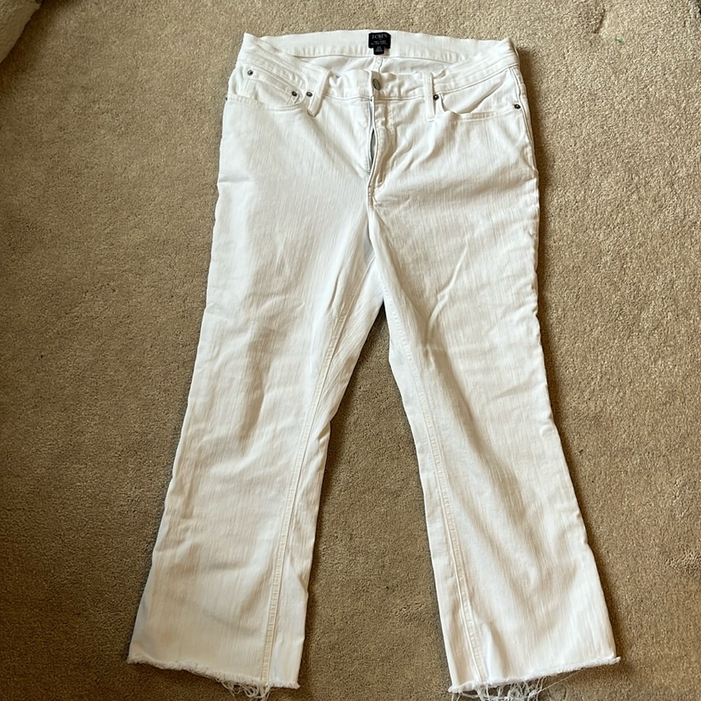 J. Crew White Jeans - Mid Rise Flare Crop - Size 33